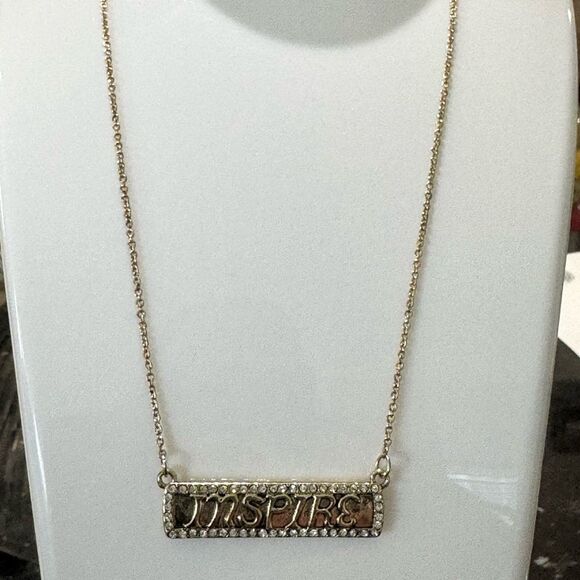 INSPIRE Bar Charm Sign With Rhinestones Pendant Necklace - Picture 9 of 11